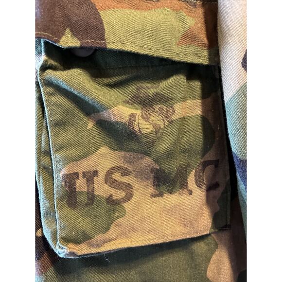 Vintage USMC Military Jacket Mens Small LS Woodland Camo Missing 2 Buttons - Picture 4 of 12
